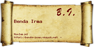 Benda Irma névjegykártya